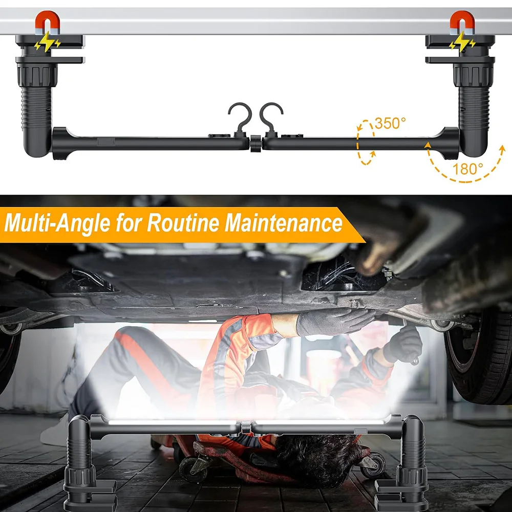 Super Bright Work Light for Mechanic 4400mAh Rechargeable Underhood Work Light Bar with Hooks LED Work Light For Emergency