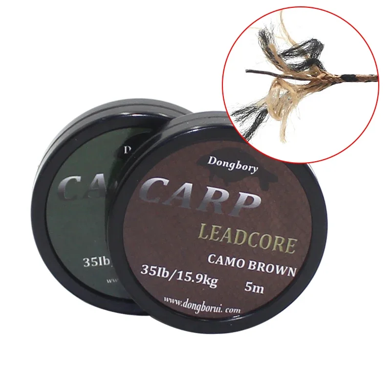 

5m Carp Fihsing Line Strength 35/45/55LB Lead Core 12 Braid Strands Line Carp Chod Helicopter Hair Rig For Carp End Tackle