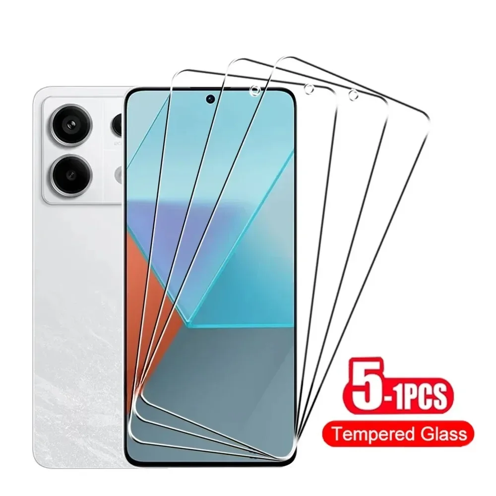 

5PCS 9H Tempered Glass Protector for Xiaomi Redmi Note 13 14 Pro HD Glass on Redmi Note 14 12 11 10 9 S Pro Plus 5G Anti-Scratch