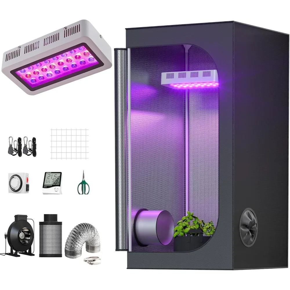 Grow Tent Complete Kit 300W LED Grow Light Full-Spectrum Indoor Hydroponics 32