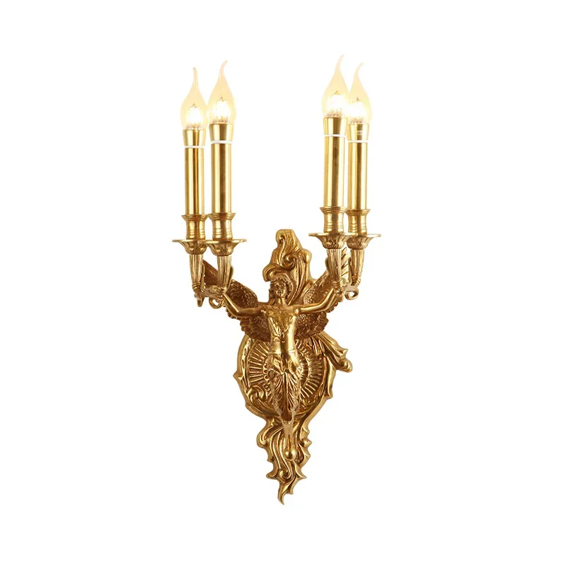 

European brass wall mounted angel wall lamp with wall mounted operation