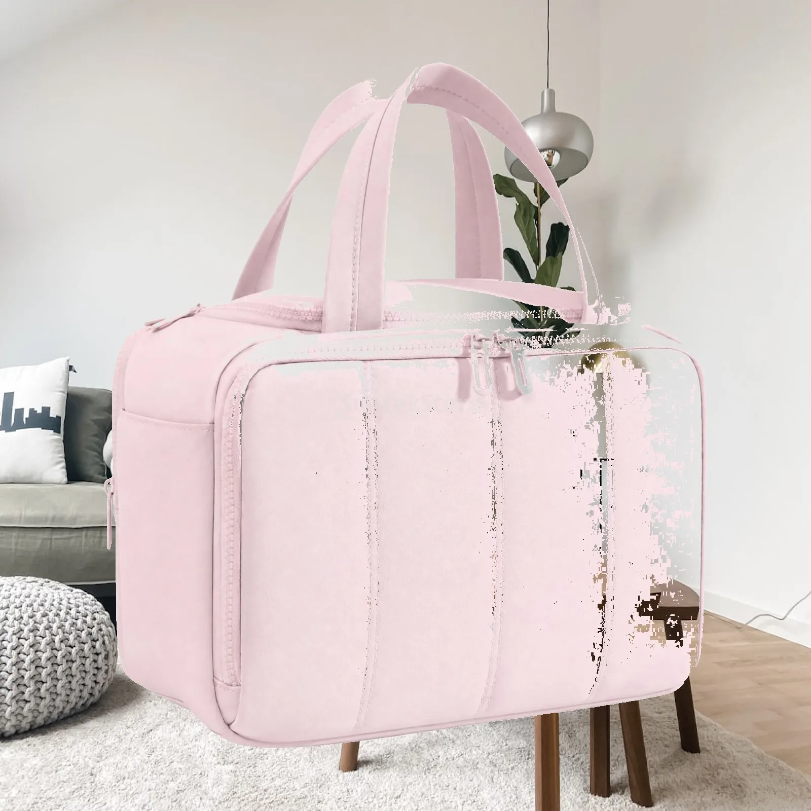 Waterproof Travel Cosmetic Pouch Quilted Toiletry Bag for Women Portable Makeup Storage Case