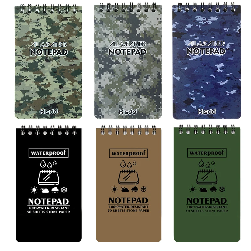 Druk kamuflażu zeszyt taktyczny na każdą pogodę Notebook kamienny materiał papierowy spiralny notatnik papier do pisania w deszczu