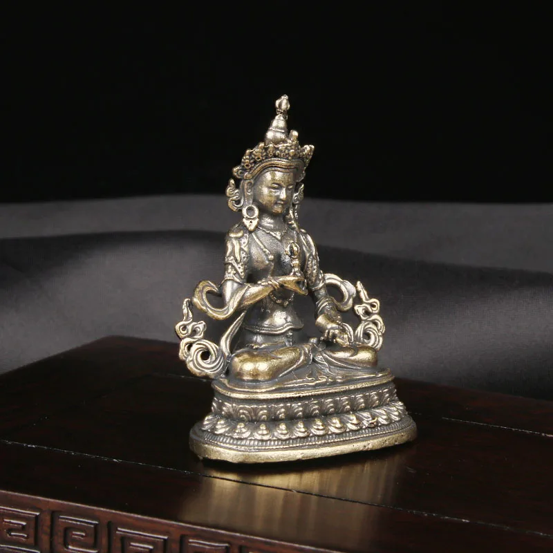 CH Vintage Brass Vajrasattva Buddha Statue Desktop Decoration Religious Worship Statue Crafts Guanyin Statue Bronze Ware