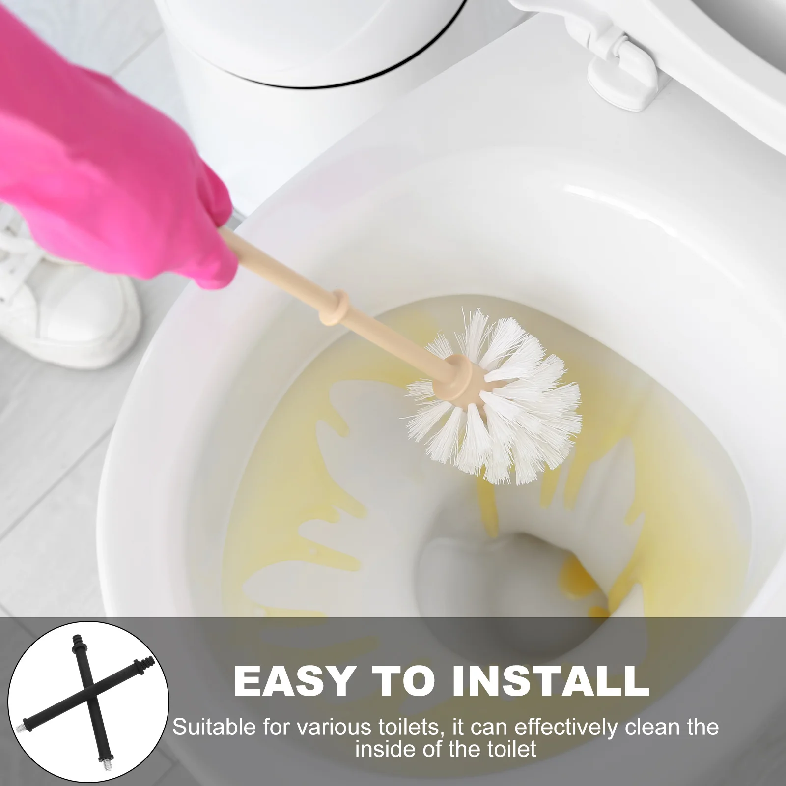 2개 세트 화장실 브러시 핸들 교체용 분리형 간편 교체 실용적이고 아름다운 기능성 장식품