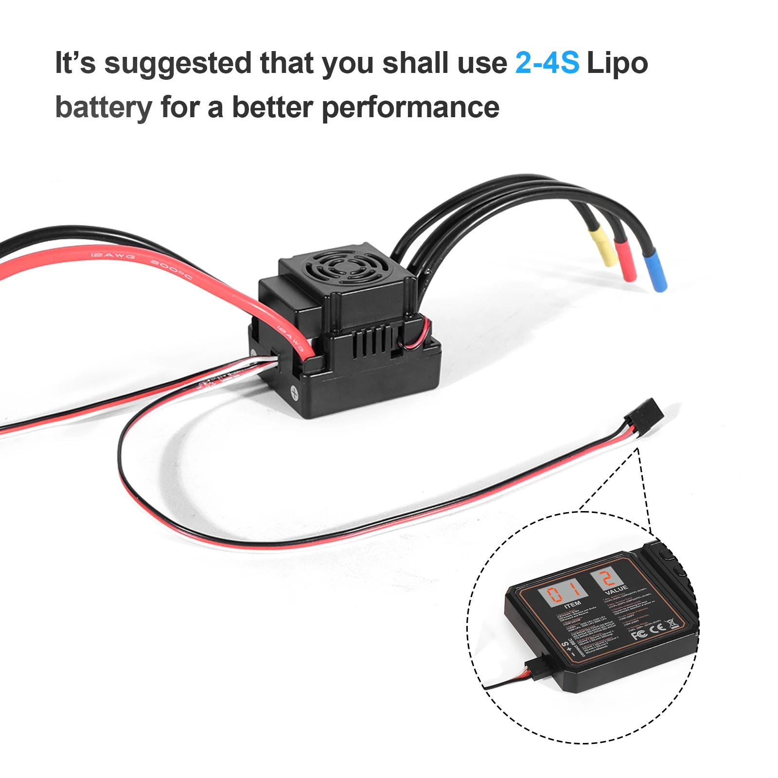 Upgrade Sensorless 60A 80A 120A S-80A S-120A Brushless ESC Electric Speed Controller with 5.5V / 3A BEC for 1/8 1/10 RC Car