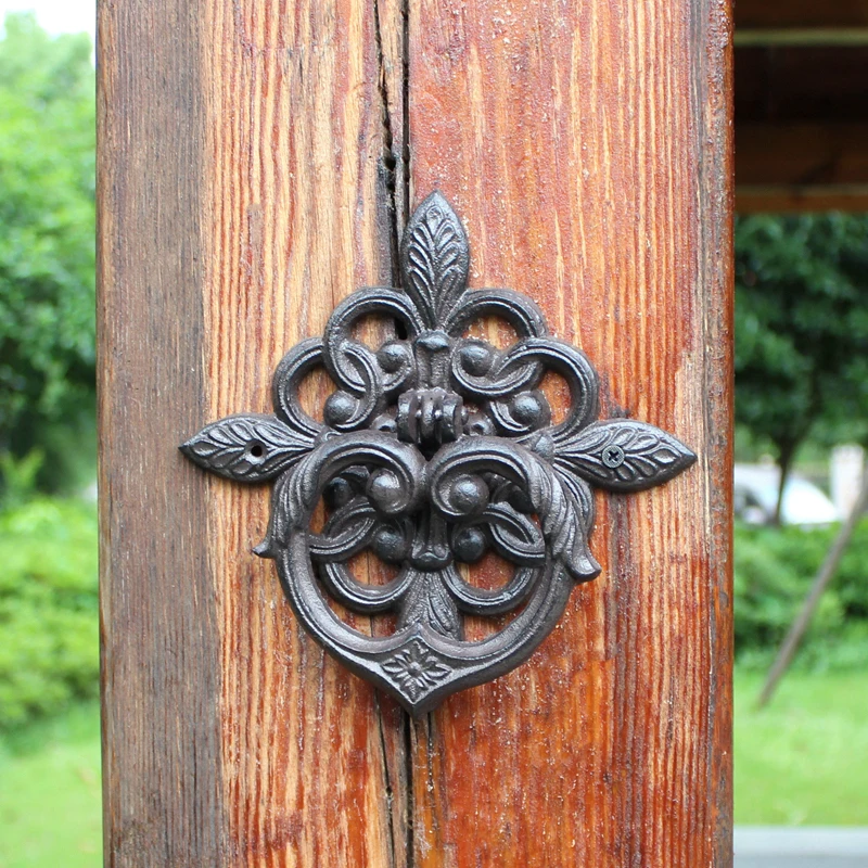 

European vintage cast iron door knocker wrought iron gate handle villa courtyard door ring door handle home wall decor