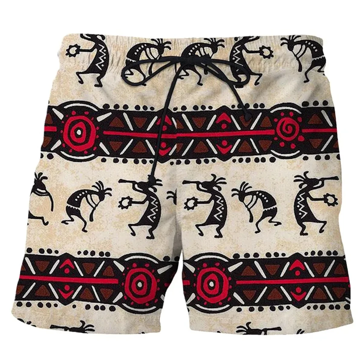 Shorts de banho retrô masculino com cordão – verão nova moda estampa férias praia havaí design micro elástico