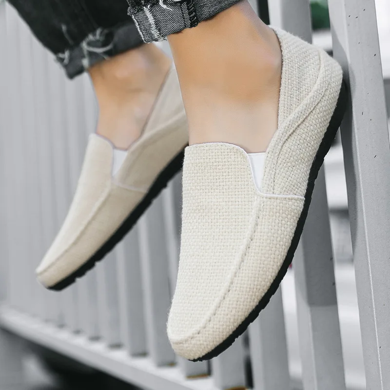 Atmungsaktive Leinen Segeltuch Schuhe Männer Sommer große 39-45 Slipper Slipper bequeme verschleiß feste atmungsaktive faule Freizeit schuh