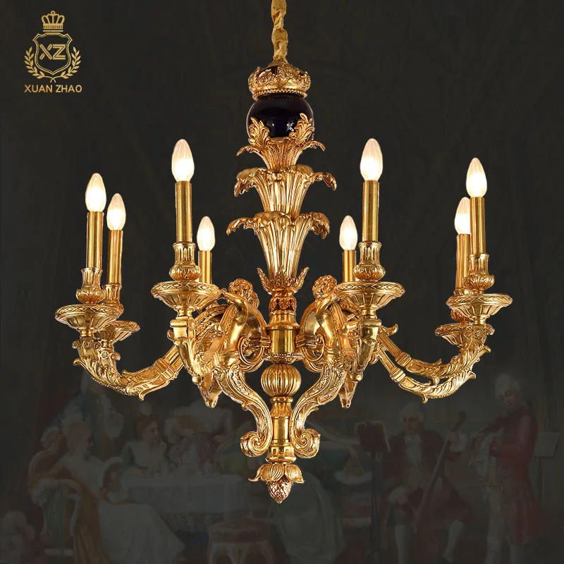 XUANZHAO European French Classic High End Pendant Lamp 2022 New Chandelier Bougeoir Luxury Bronze Antique Chandeliers