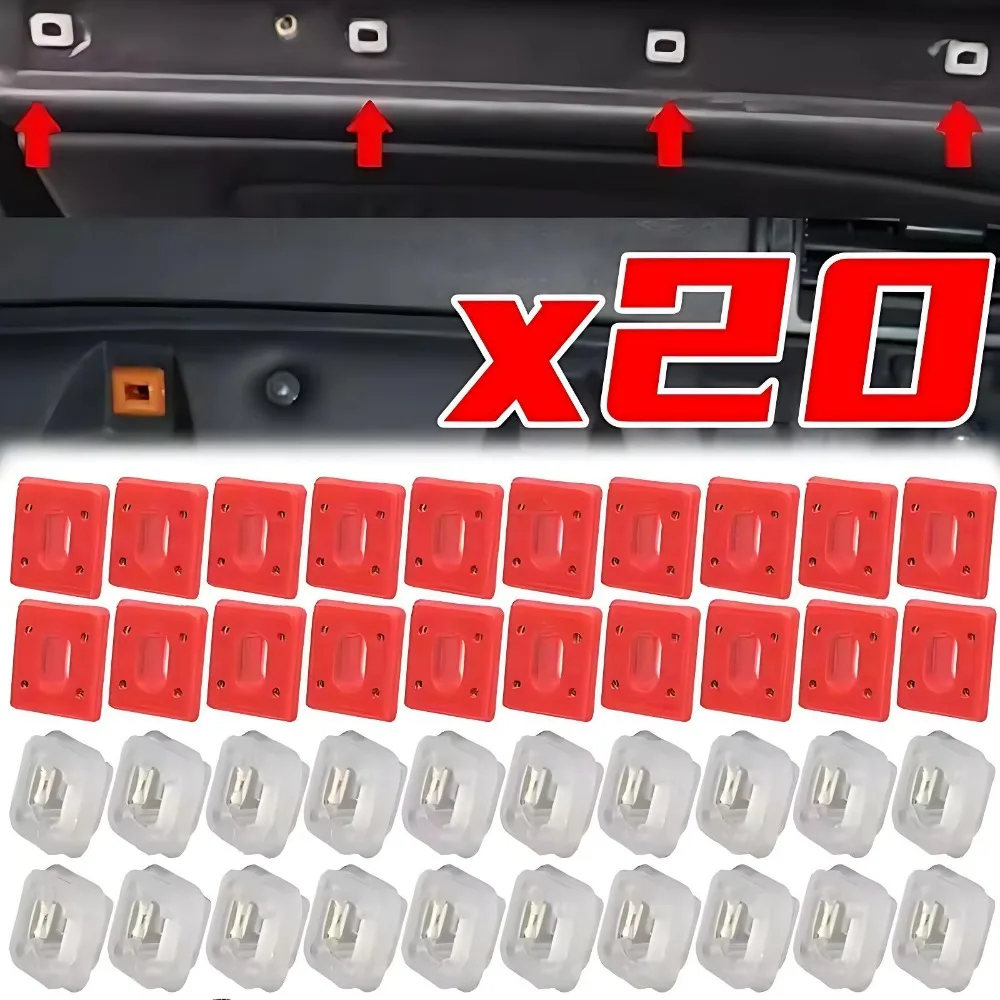 20/5pcs Car Fasten Clips Red Insert Grommets Panel Fixing Buckles for BMW E46/E65/E66/E83N Dashboard Dash Trim Strip Clips