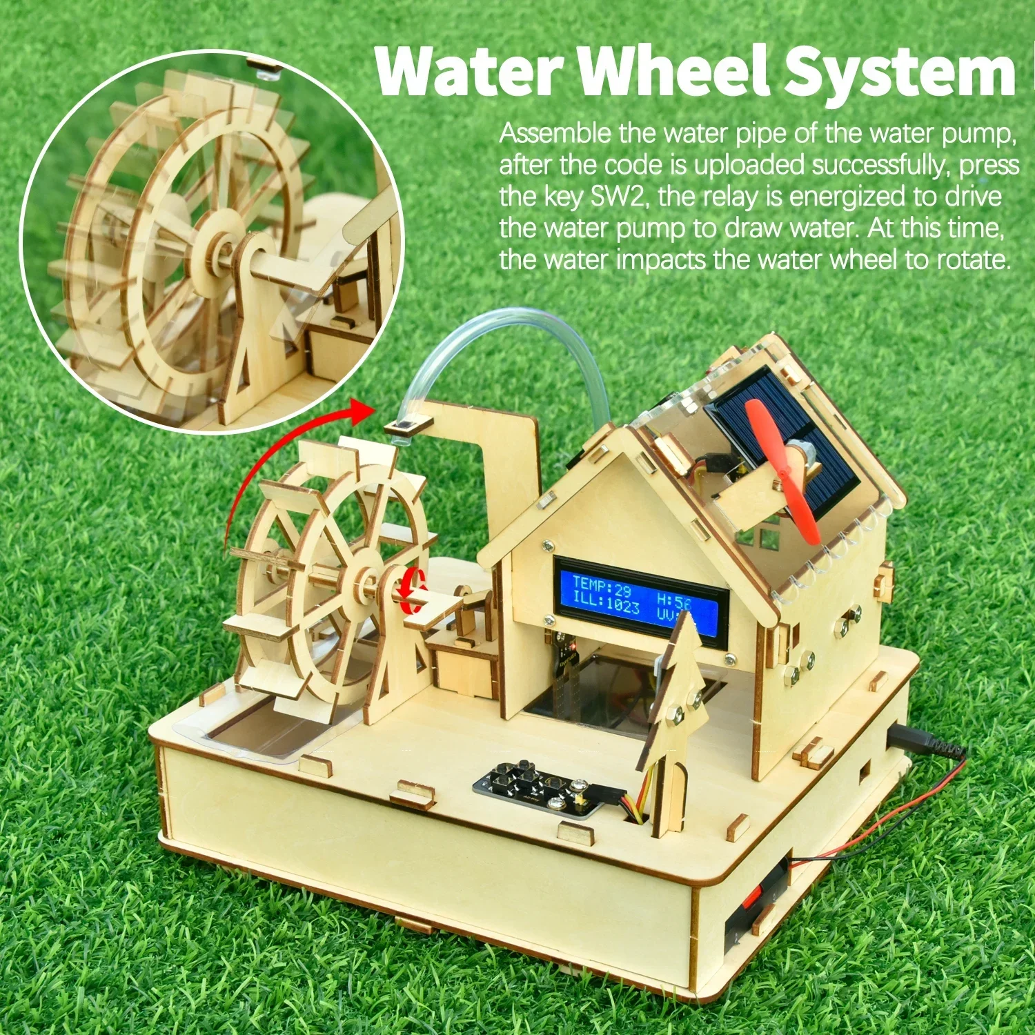 Keyestudio Smart House Kit For Arduino With Water Wheel System C/C++ and KidsBlock Programming For Arduino DIY Starter Kit