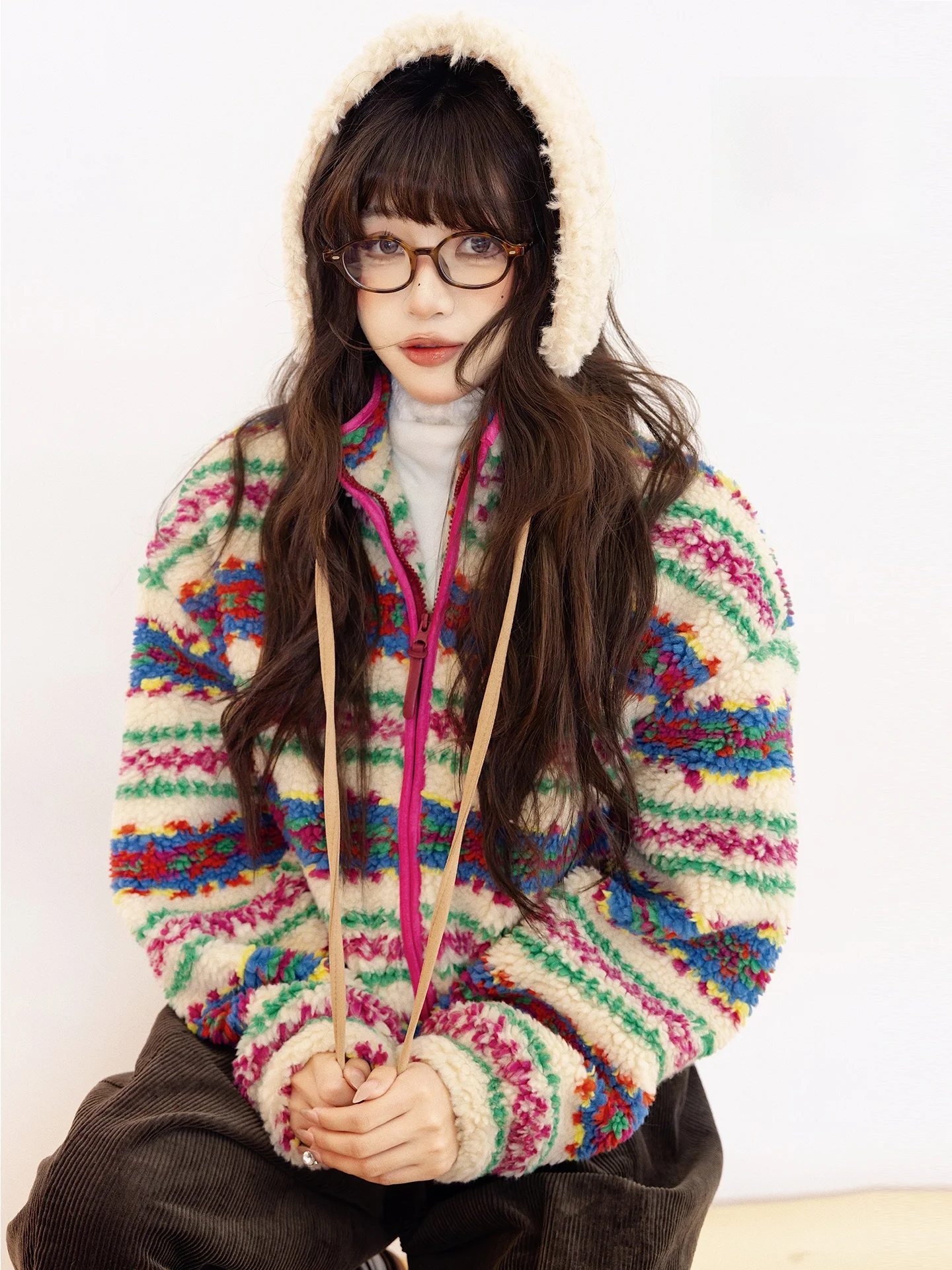 

Женское зимнее пальто с вышивкой в стиле Фэр-Айл, из овечьей шерсти, с воротником-стойкой, длинными рукавами, на молнии, из хлопка