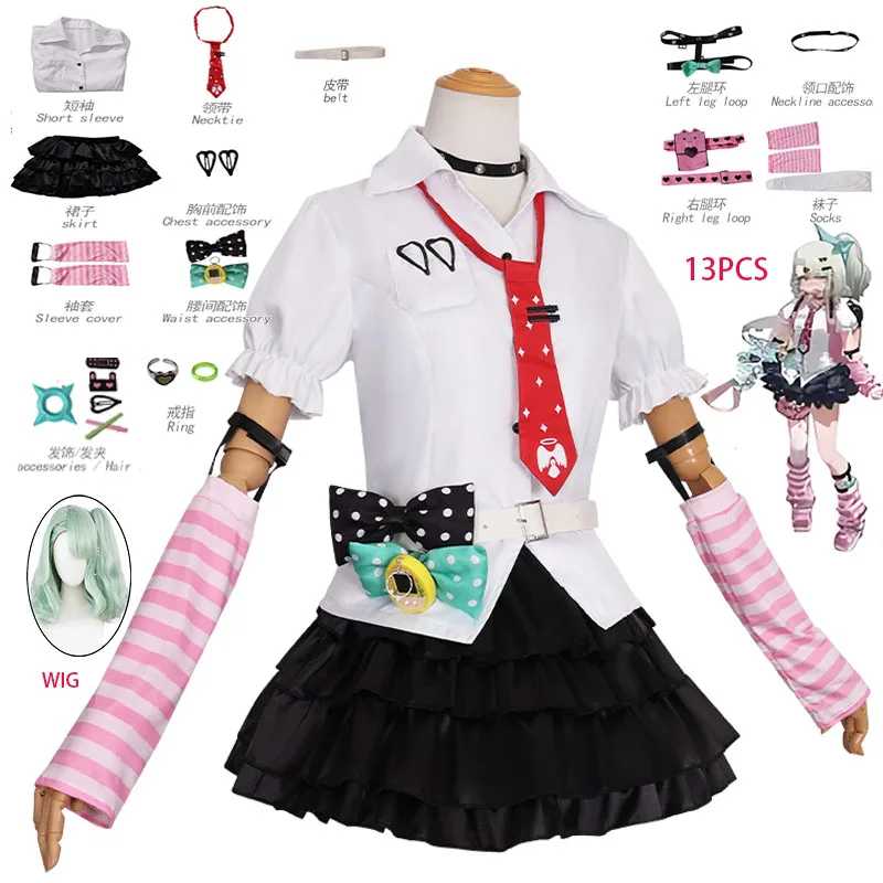 

WHH Anime Game Zenless costume Zero Chika Ramiel Cosplay Cute Skirt shorts Accessories Full set Halloween Party Performance prop