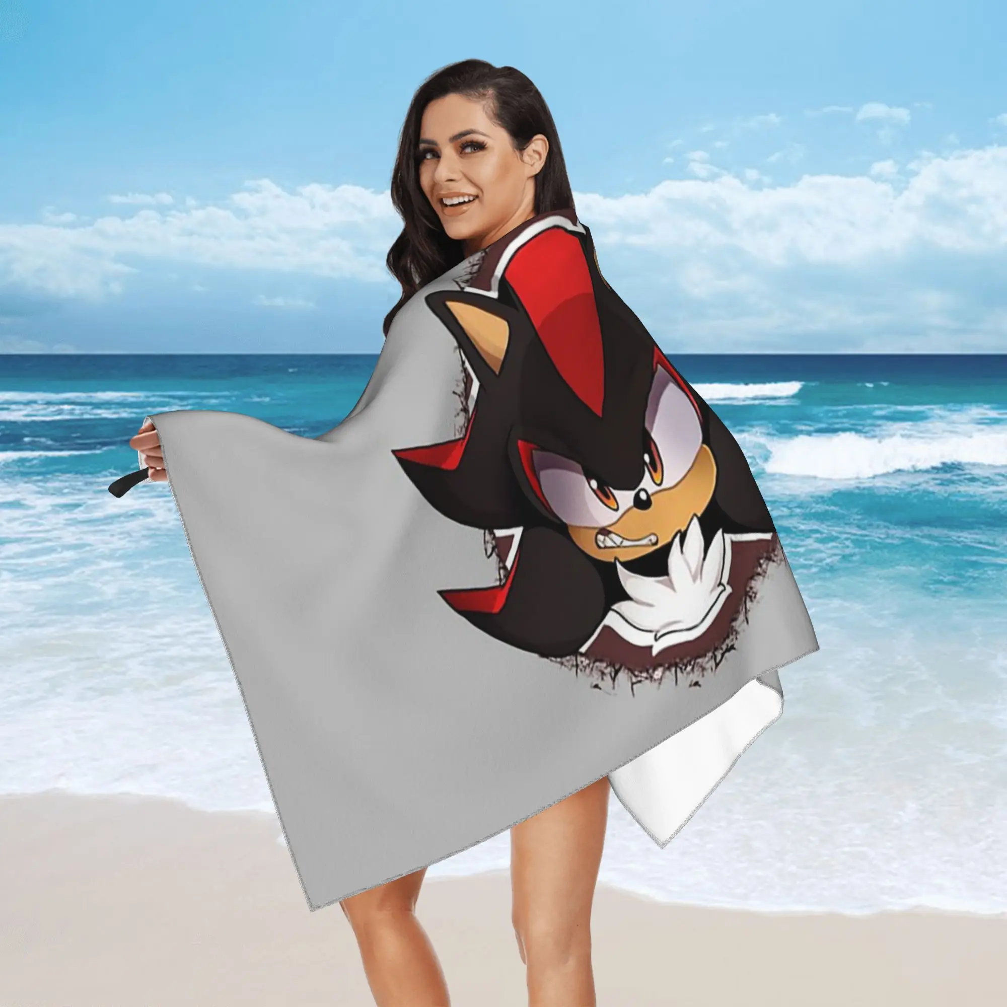 Shadow The Hedgehog Beach Towel Soft Microfiber Quick Dry Absorbent Quick Towels For Bath