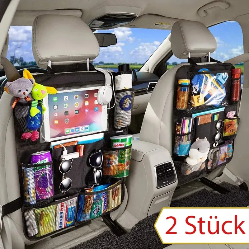 2PCS Multi-pocket Car Seat Back Storage Bag Portable Hanging Storage Organizer Pouch Multifunctional Car Interior Backseat Storage Holder Automobile Travel Accessories