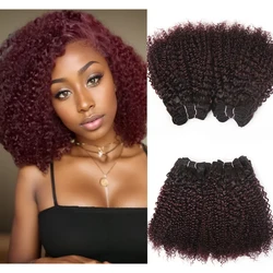 Korte Krullende Bundels Dubbel Getrokken Jerry Krul 100% Menselijk Haar Bundels Braziliaans Haar 6 Bundels Gekleurde Hair Extensions Voor Vrouwen