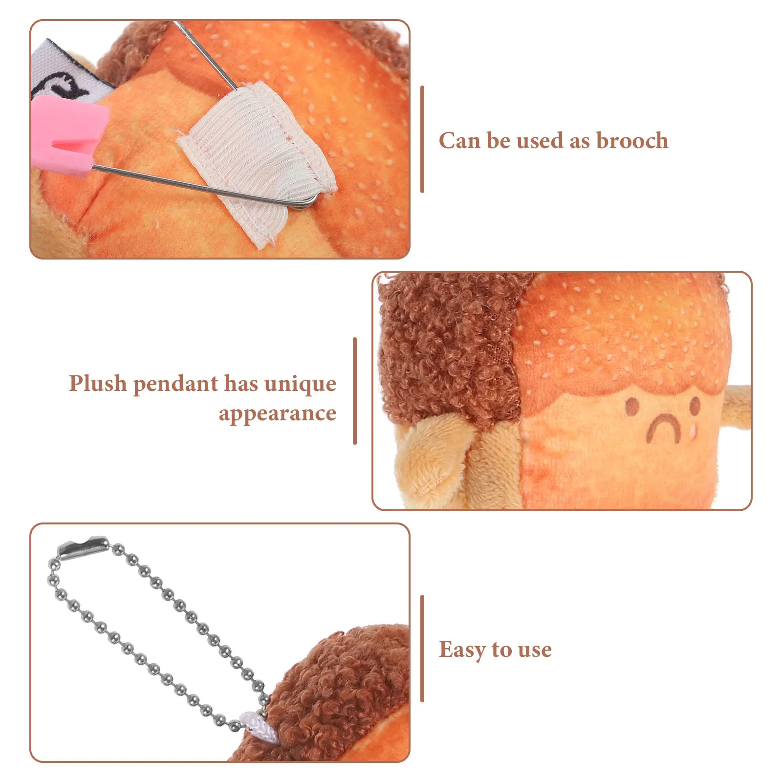 

2Pcs Mini Toast Pendant Unique Cute Bread Keychain Bag Charm for Home Decor Festival Gift Stuffed Toast Pendant