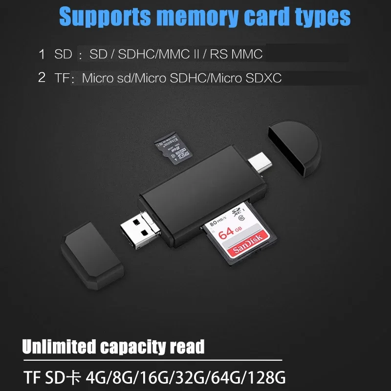 CoolFish USB 3 In 1 OTG Card Reader High-speed USB2.0 Universal OTG TF/SD for Android Computer Extension Headers