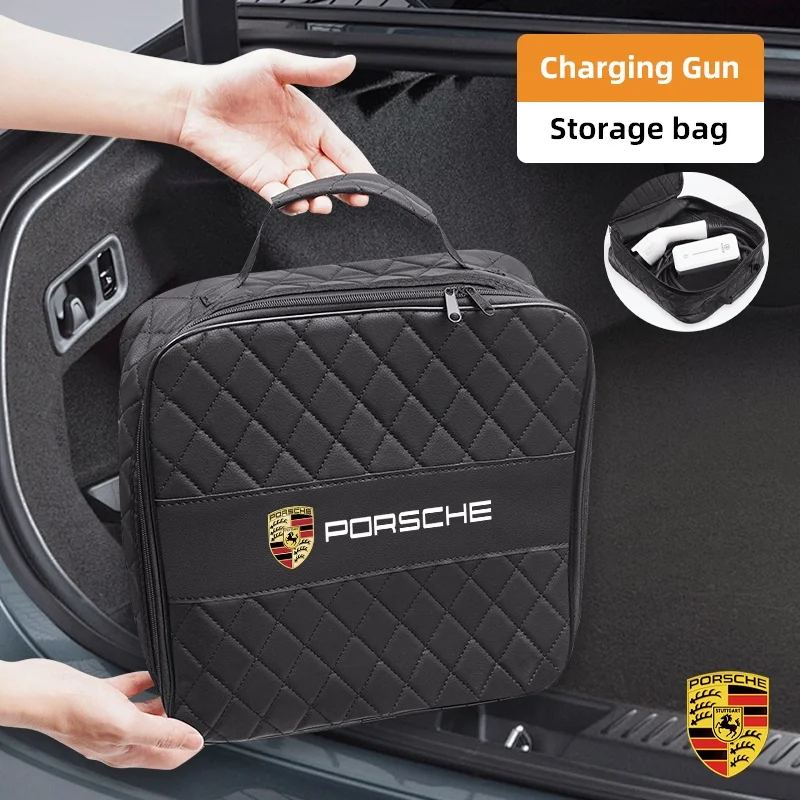 Car Interiors Car Charging Cable Storage Carry Bag Organizer Box For Boxster Pajun Cayman Carrera-GT