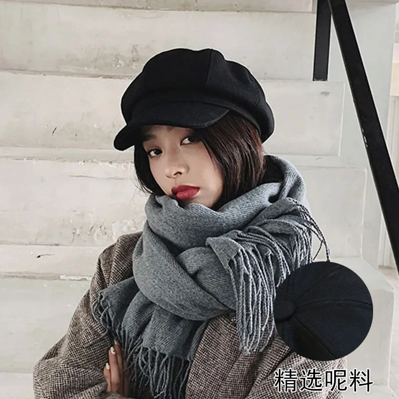 

Fashion Casual Autumn Winter Hats for Women Solid Plain Octagonal Newsboy Cap Wool Hat Winter Beret Women Painter Caps