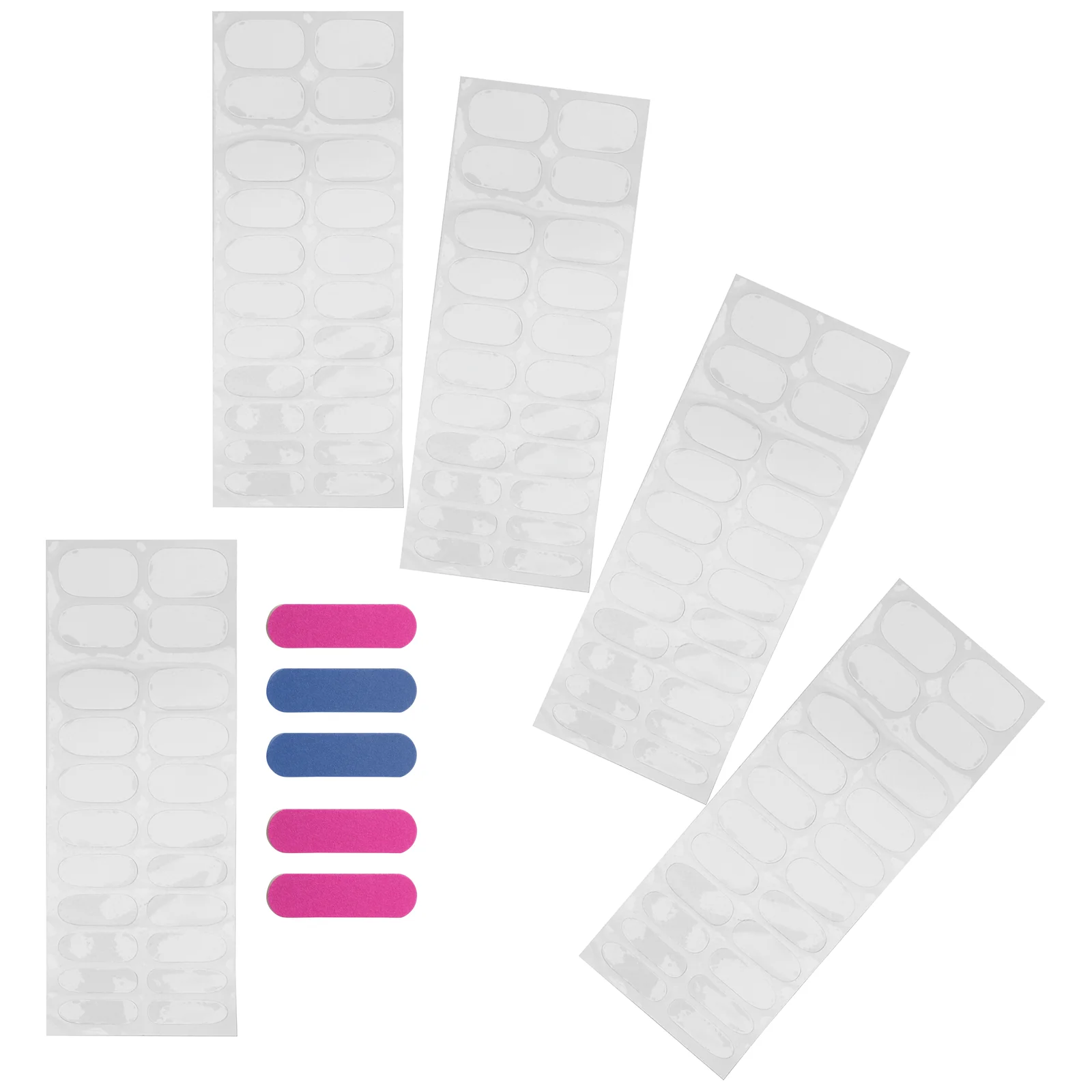 5-vellen nagelstickers gelstrips polish clear wraps semi-uitgeharde transparante applique stickers voor volledige pops