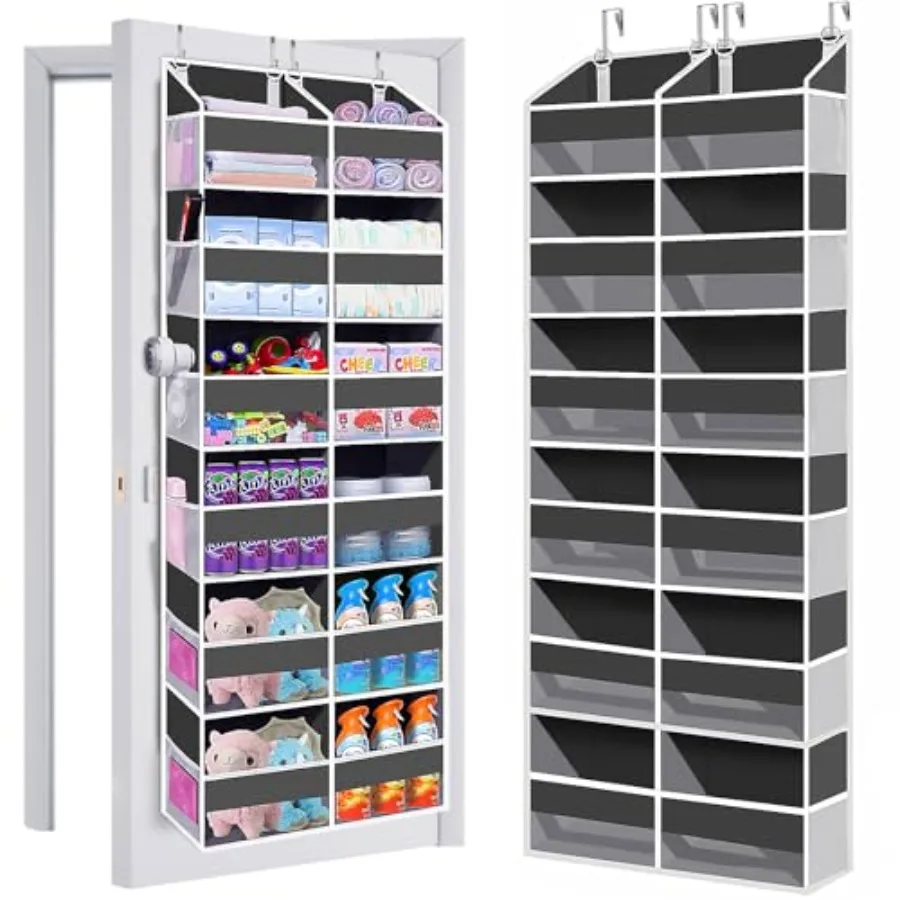 

Heavy Duty Over The Door Organizer 6 Tiers Extra Large Behind Door Storage of 12 Big Front and 12 Mesh Pockets 80lb Weight Capa