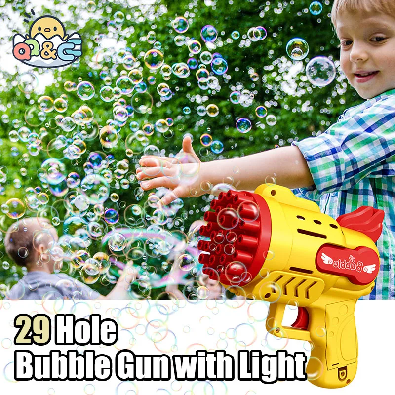 

Bubble Gun Rocket 29 Hole Automatic Soap Bubbles Machine Outdoor Toy for Boys Birthday Gifts Wedding Party Children Summer Gift