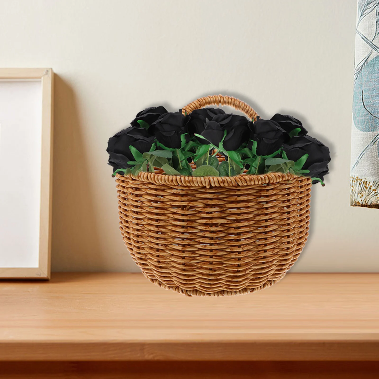 

Woven Storage Basket for Fruits Snacks Bread Eggs Kitchen Pantry Organization Portable Plastic Sundries Holder Natural Style