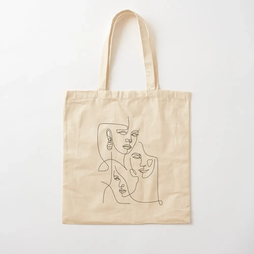 Female Face Line Drawing. Woman face line drawing. Elegant One Line Face Art Woman Fashion Sketch Tote Bag tote bag Tote Bag