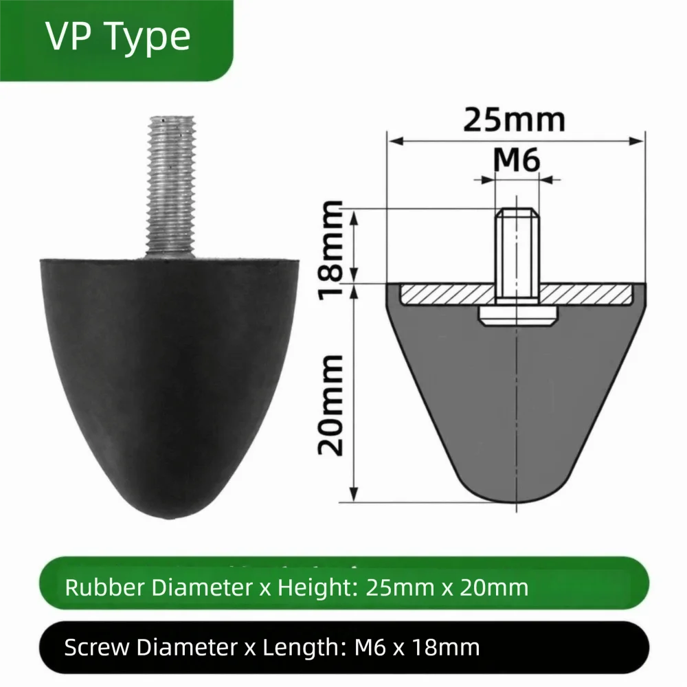 M6 M8 M10 M12 Rubber Shock Absorber Thread Rubber Mount VP-Type Vibration Isolation Base Male Female Thread