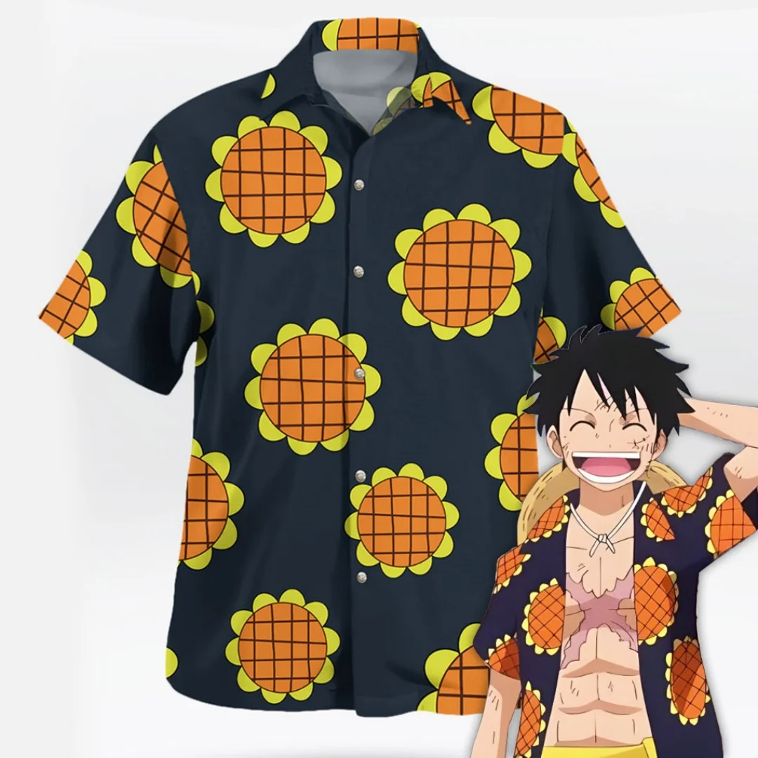 Camiseta Luffy Dressrosa, Disfraz de Cosplay, Camisa Hawaiana con Diseño de Girasol, Camiseta Deportiva de Primavera para Hombre, Ropa Infantil, Camiseta Y2K para Mujer