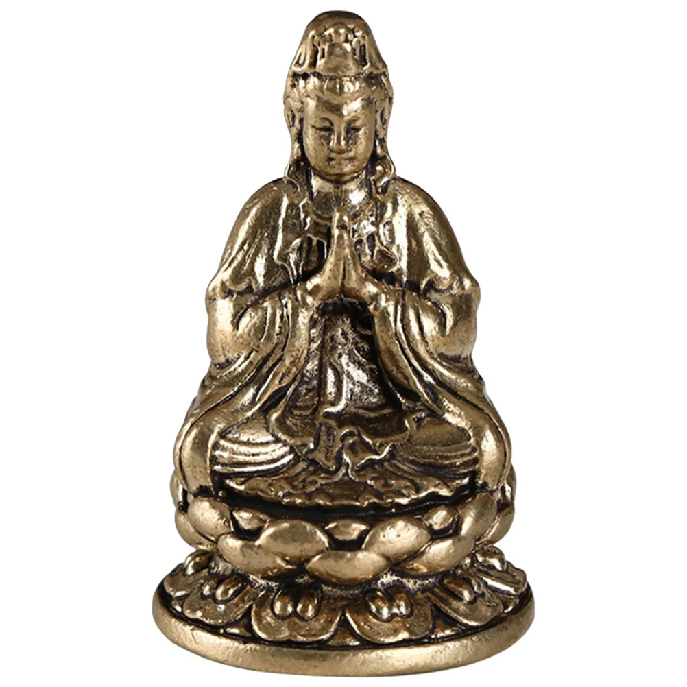 

Brass Avalokitesvara Statue Retro Yin Home Desktop Decor Indoor Tabletop Ornamental Buddha Decoration Large Buddha Statue