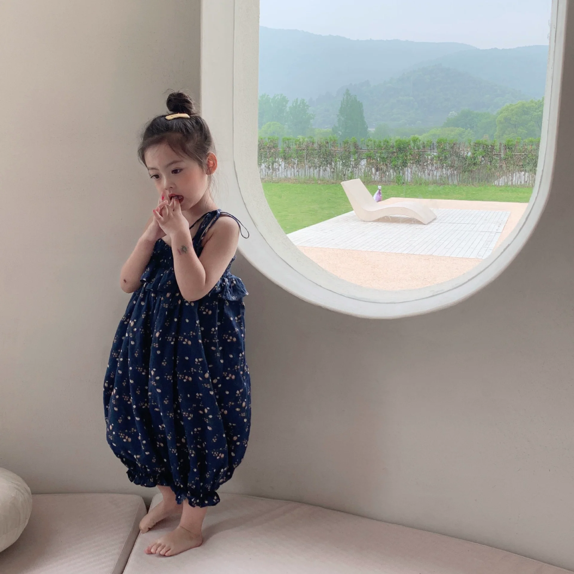 Summer Baby Girls All-Over Printed Oversized Backless Suspenders Bodysuits Kids Sweet Jumpsuits Children Overalls Outfits 2-8 Yr - view 6