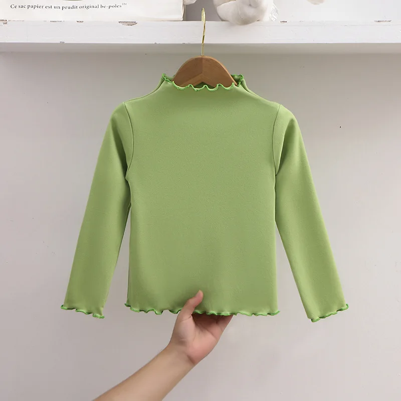 Base shirt: autumn and winter children's trend, fungus, solid color long-sleeved T-shirt, medium and large children's versatile