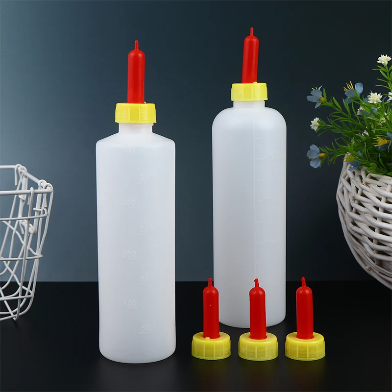 Biberón para ordeño de cordero, 1 unidad, 400/500ml, 3 uds., chupete con tetina de goma, bebedero de plástico para animales, alimentador para pantorrilla, lechón, oveja y cabra