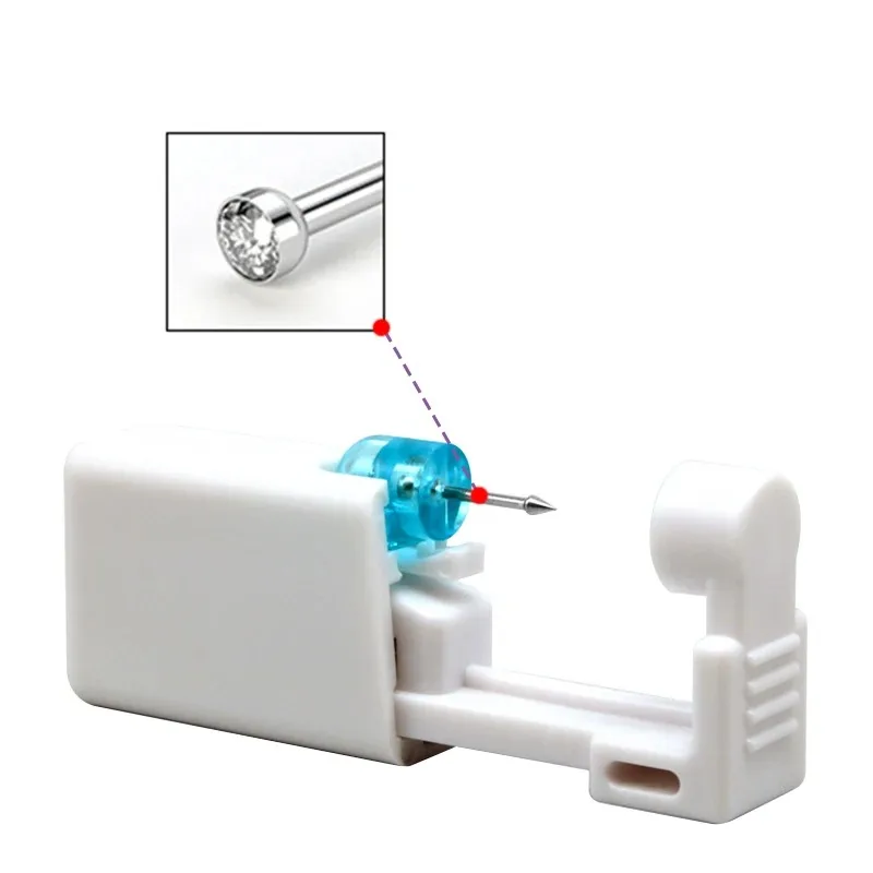 Professional Disposable Sterile Piercing Unit Kit, Safe Nose Ear Stud Gun Piercer Tool Machine