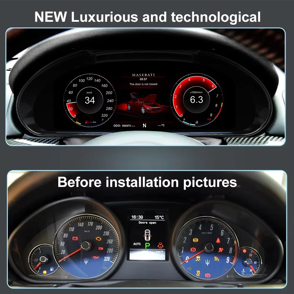 For Maserati GT Quattroporte 2004 - 2015 Linux Panel Digital Cluster Car LCD Dashboard Panel Virtual Speedometer Cockpit Instrum