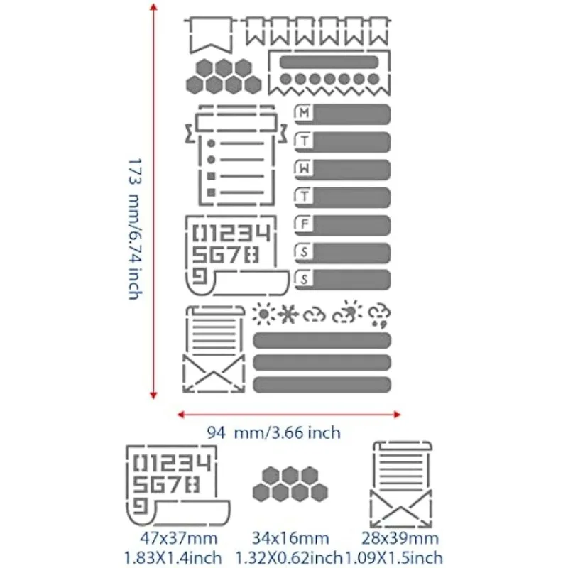 Journal Stencil, Journal Planner Stainless Steel Stencil Template Tool for Wood Burning Drawing Pyrography