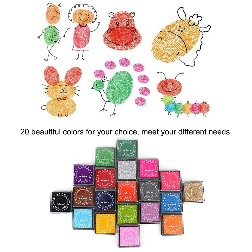 DIY Scrapbooking Journal Supplies 20 Color Cute Colorful Stamp Ink Pads Rubber Stamping Decor Ink Cushions