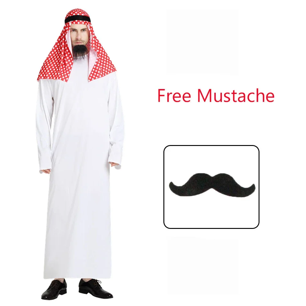 جديد الكبار الرجال العربية الشيخ زي الشرق الأوسط الملابس سلطان الأبيض رداء أحمر عقال بوريم هالوين فستان بتصميم حالم