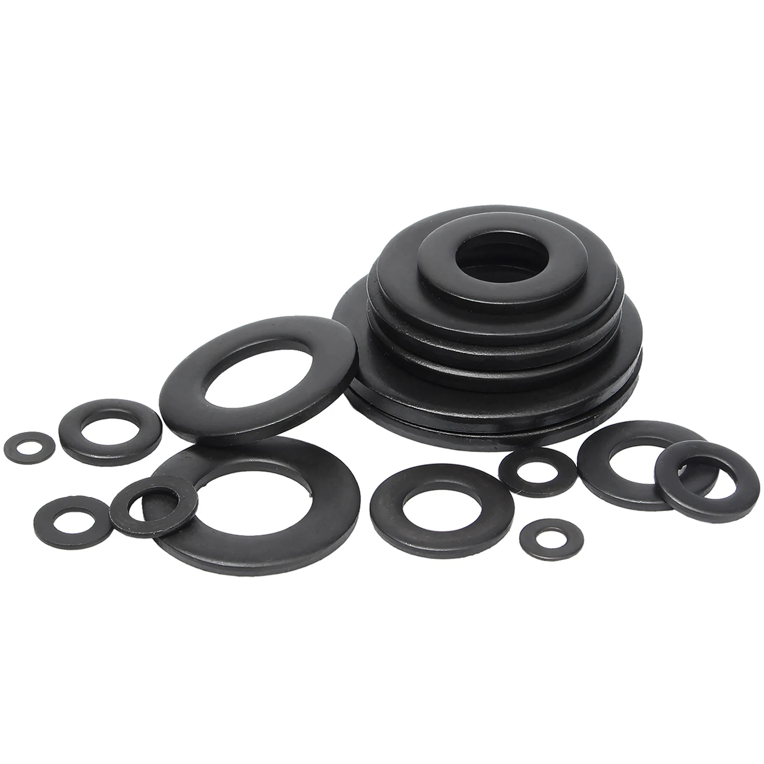 Leijiu 10~100pcs M8 M10 Thickness 0.5mm~4mm Black 304 Stainless Steel Flat Washer Enlarged Super Thin Flat Gaskets