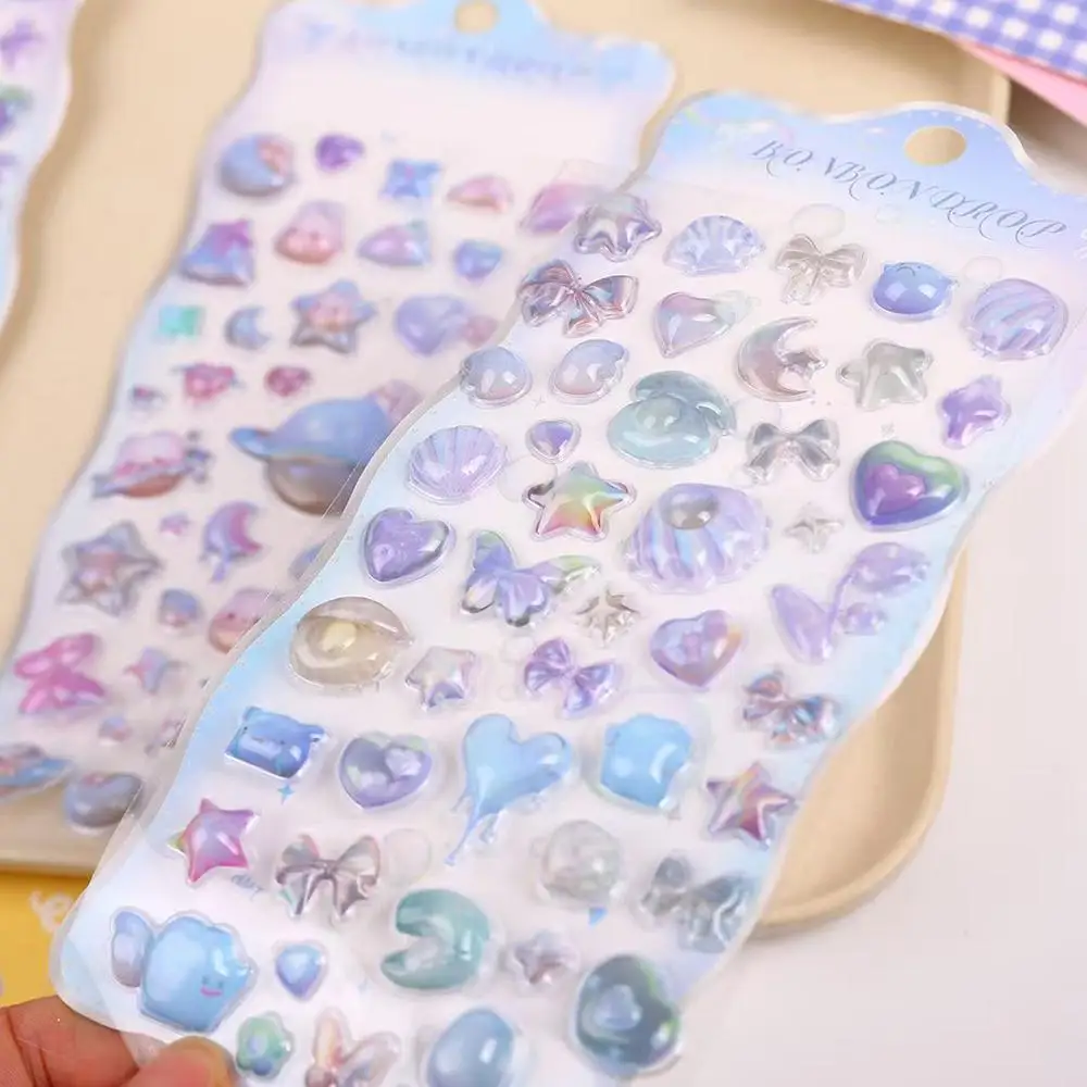 

4PCS Funny Sweet Candy Star Drop 3D Relief Sticker Scrapbooking DIY Diary Decor Journaling Stationery Kawaii Stickers