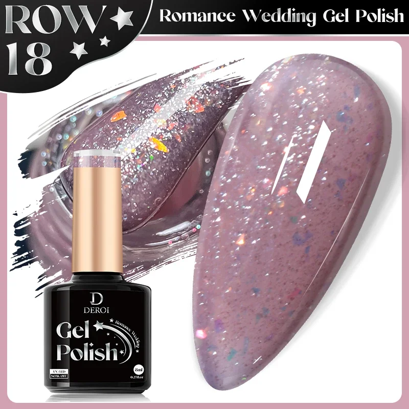 Glitter UV Gel Nail Polish Salon Semi Permanent Nude Pink Sequin Shiny Rubber Base Soak Off Manicure 8ml Nail Art Decorations