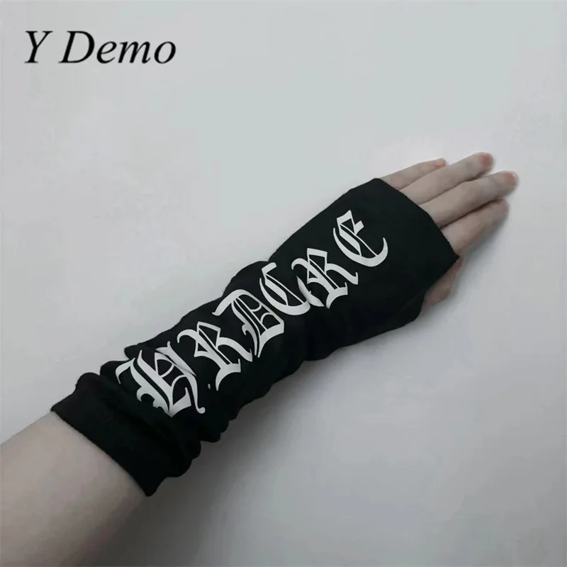 Y Demo Harajuku Letters Elastic Casual Gloves Rock Ninja Style Pattern Hand Accessory