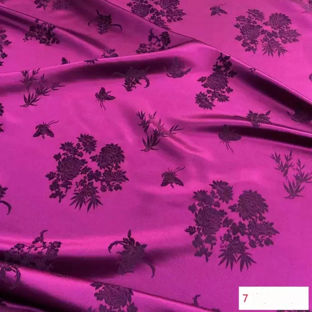 

Colorful Attractive Newest Flower Design Comfortable Soft Feeling Silk Jacquard Wool Satin Fabric for Women Dress Man Suit