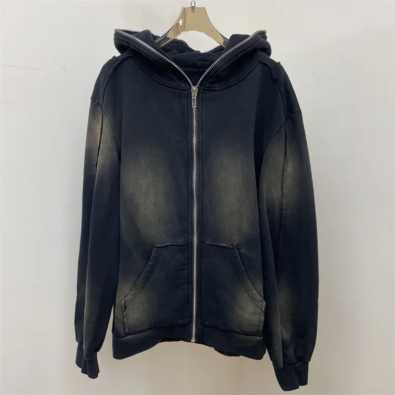 เสื้อฮู้ดผู้หญิง 2025 ฤดูหนาว ใหม่ ผ้าถักยืดหยุ่น ทรงเข้ารูป มีฮู้ด แขนยาว สไตล์เรโทร ผ้าฝ้ายแท้ ซิปหน้า y2k