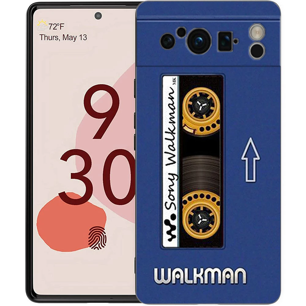 Retro Vintage Old Cassette Tape Phone Case For Google Pixel 8 7 6 Pro 8A 6A 7A 5G Soft Silicone Shockproof TPU Black Cover