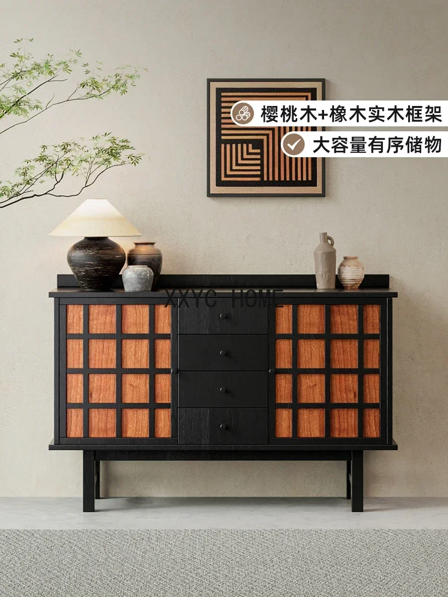 Medieval light luxury solid wood chest, bedroom, bedside storage cabinet, drawer cabinet, living room, French retro locke