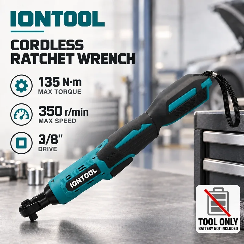 IONTOOL Portable Cordless Ratchet Wrench 120W For Washer Bolt Tightening and Refrigerator Hinge Fixing and Dryer Drum Repair
